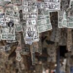 Many,Signed,Us,Dollars,Hanging,From,Ceiling,In,Mexican,Baja