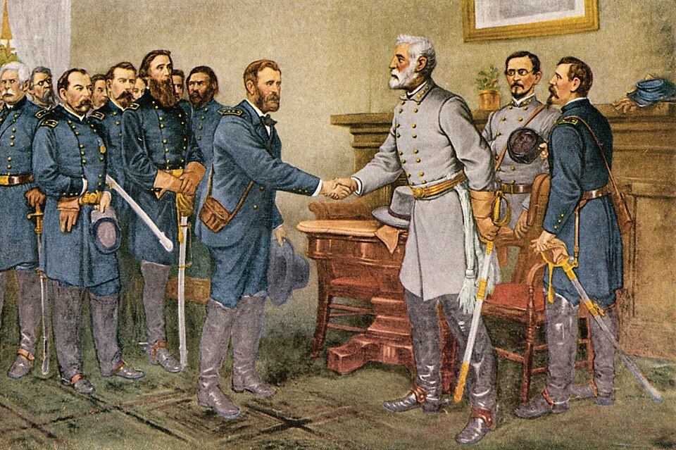 960px-General_Robert_E._Lee_surrenders_at_Appomattox_Court_House_1865_(cropped)