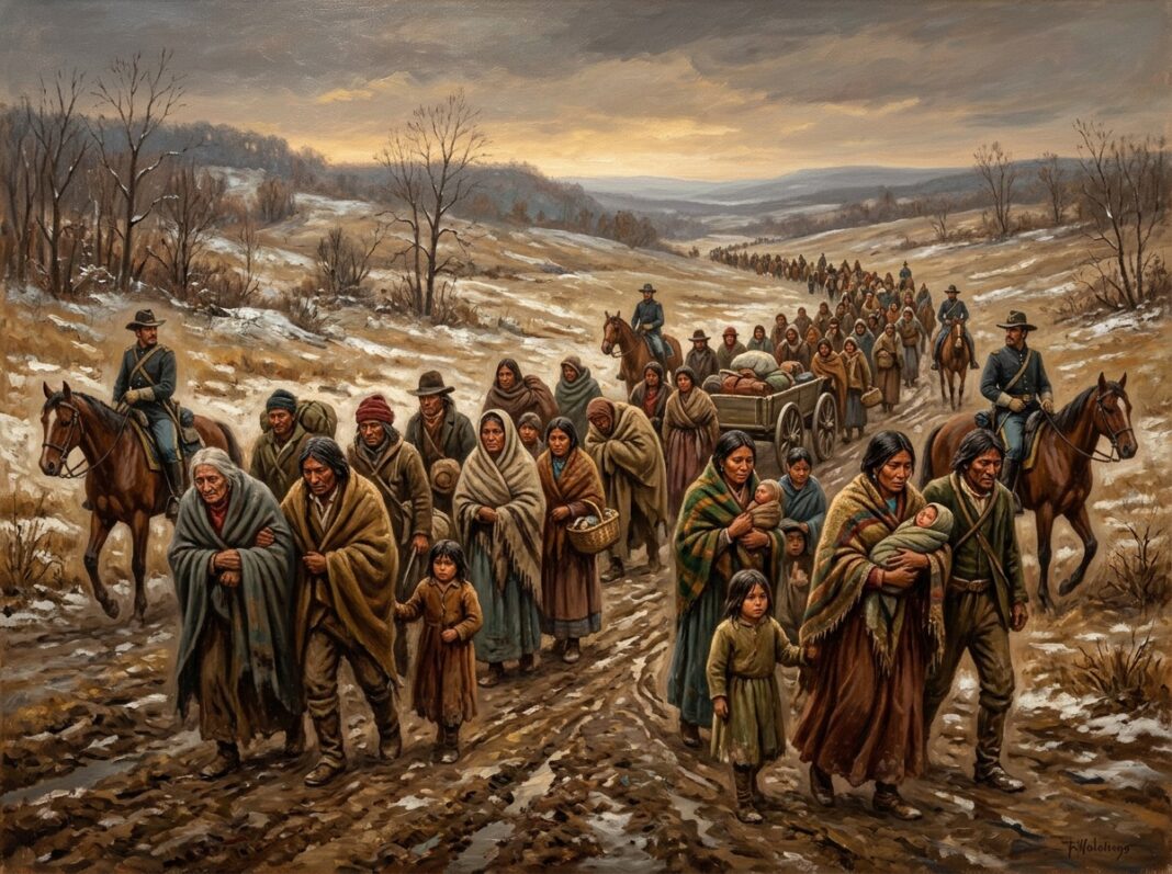 Oil,Painting,Artistic,Image,Of,The,Trail,Of,Tears,Thousands