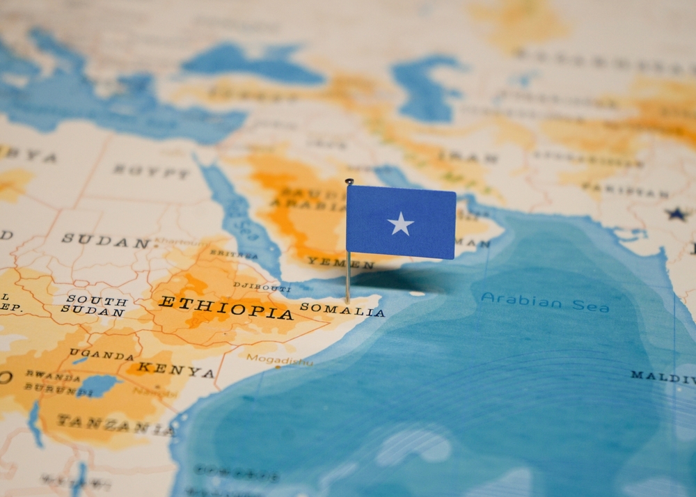 The,Flag,Of,Somalia,On,The,World,Map.