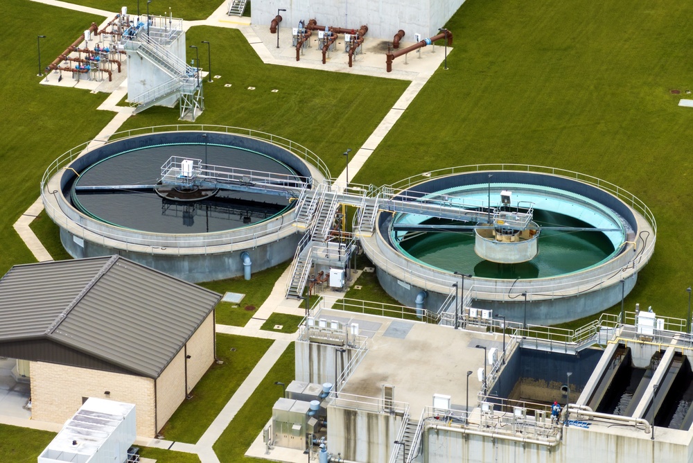 Aerial,View,Of,Water,Treatment,Factory,At,City,Wastewater,Cleaning