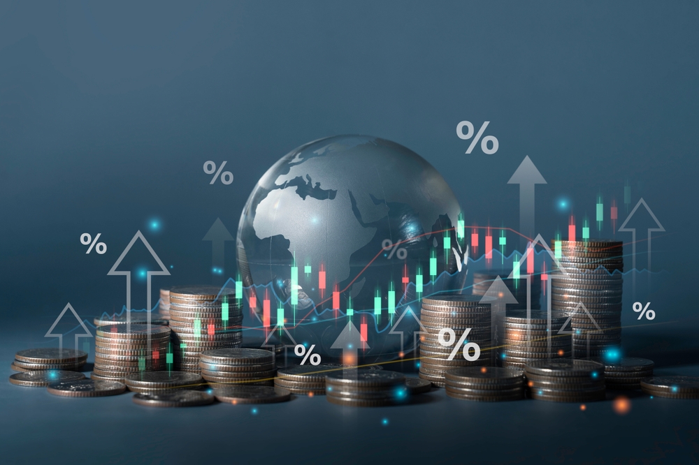 Stock,Market,Business,Finance,,World,Economic,Growth,Trend,,Coin,Stack