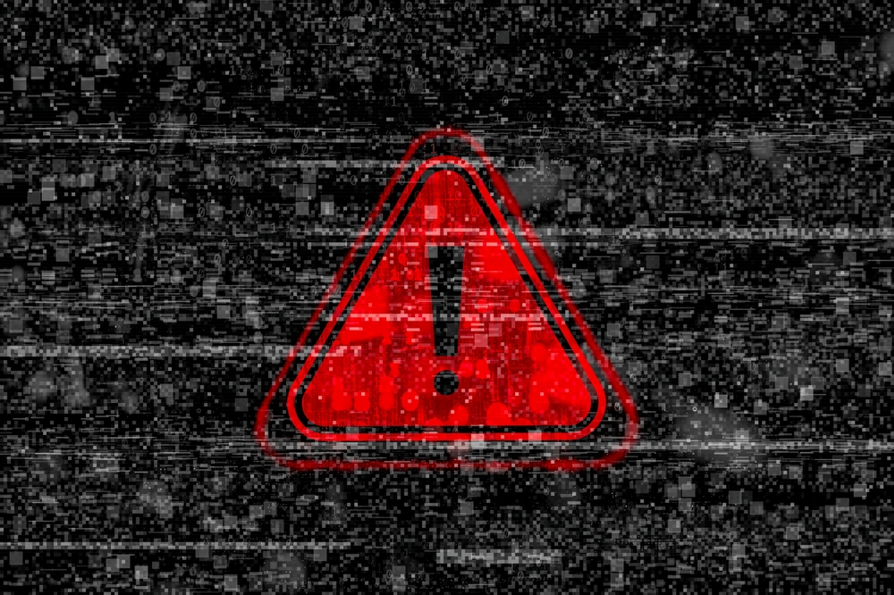 Cybersecurity,Warning,With,Red,Warning,Symbol,With,Digital,Glitch,And